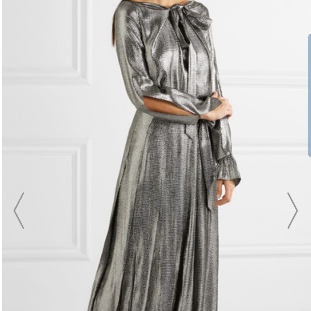 roland mouret long silver dress
